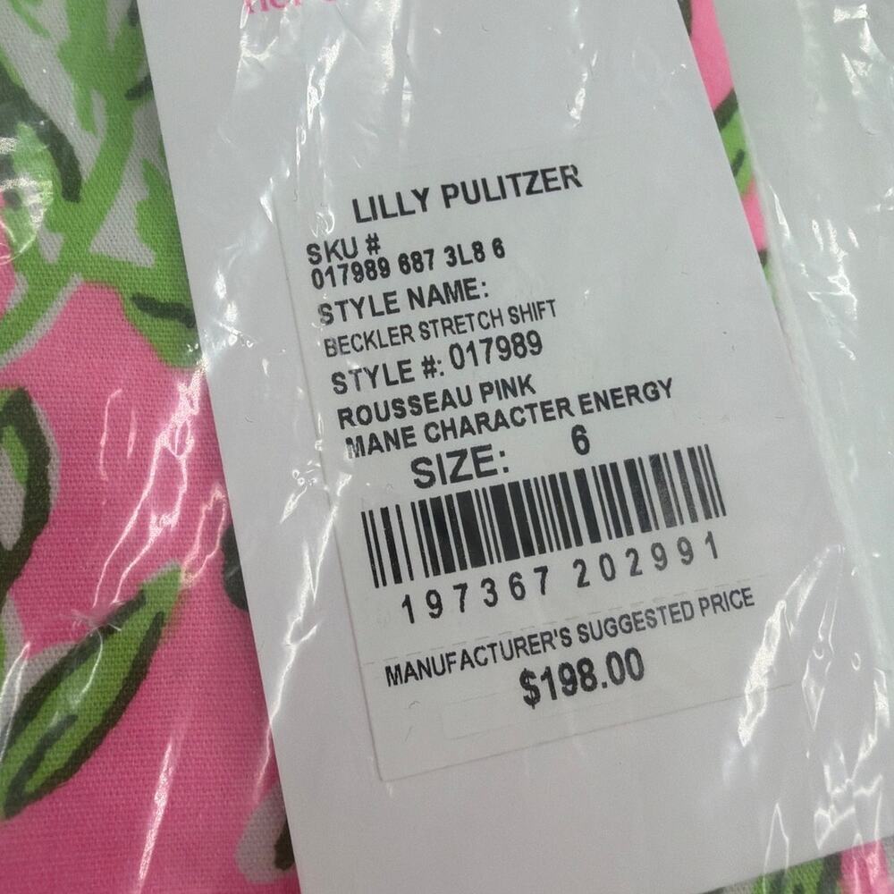 Lilly Pulitzer Women's Rousseau Pink Beckler Stretch Shift Dress Size 6 - Picture 4 of 12